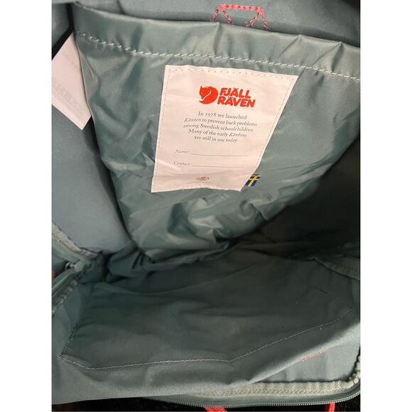 Fjallraven Kanken Unisex Classic Handbag Backpack Bag, Frost Green Coral Strap - Picture 5 of 5